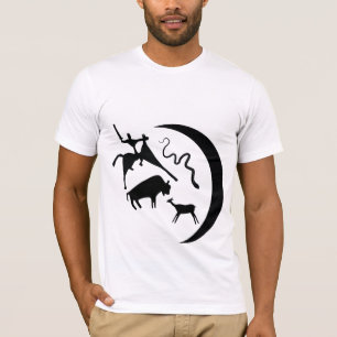 Símbolos y camiseta de los petroglifos animales