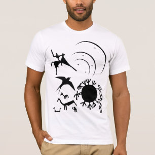 Símbolos y camiseta de los petroglifos animales