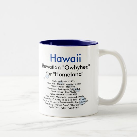 Símbolos y mapa de Hawaii Taza Bicolor