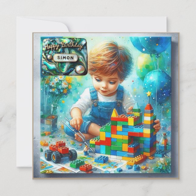 SIMON ~ Feliz cumpleaños ~ Ladrillos de construcci (Anverso)