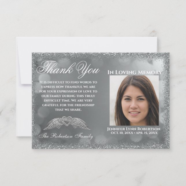 Simpatía Foto del funeral GRACIAS con corazón (Anverso)