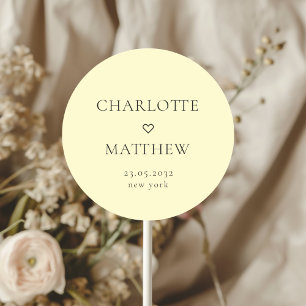 Simpel, mínimo, boda cardíaco Pegatina redondo