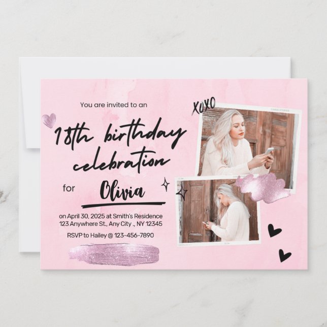 Simple 18ª Invitación de fiesta de cumpleaños (Anverso)