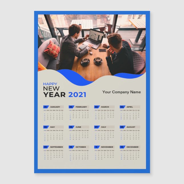Simple 2021 Calendar Company Name With Photo (Anverso)