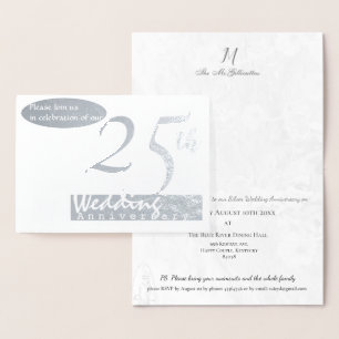 Simple 25ª invitación a aniversario de Boda de pla