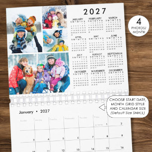 Simple 4 Fotos Por Mes 2027 Calendario Anual