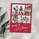 Simple 4 guión de Collage de fotos Feliz Navidad<br><div class="desc">Simple 4 Collage de fotos Script Merry Christmas Holiday Card. Haga clic en el botón de edición para personalizar con sus fotos y texto.</div>