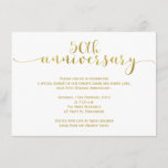 Simple 50.º Boda Aniversario Invitación<br><div class="desc">Esta falsa invitación para el aniversario de oro y negro de los cinco bodas presenta un falso texto de caligrafía de oro sobre un fondo blanco. La parte trasera de la invitación es negra con algunos textos falsos de caligrafía y un delgado borde dorado. Ideal para alguien que busca una...</div>