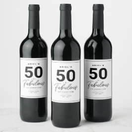 Simple 50 y fabulosa etiqueta de vino personalizad
