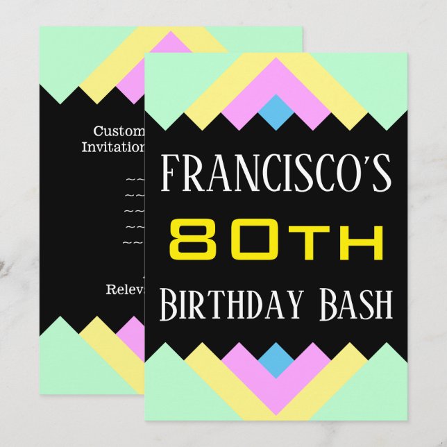 Simple "80th Birthday Bash" Invitación de cumpleañ (Anverso / Reverso)