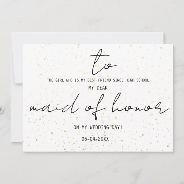 Simple a mi dama de honor en nuestro día de boda  (Anverso)