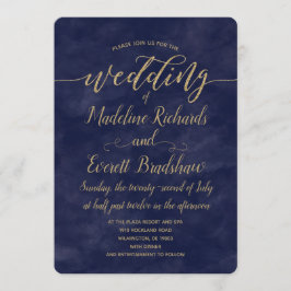 Simple acuarela de la marina y invitación a la bod