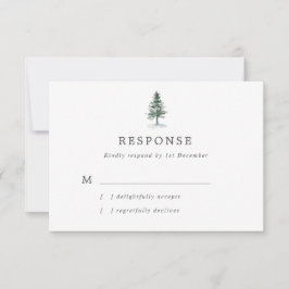 Simple acuarela Fir Tree Wedding Tarjeta RSVP