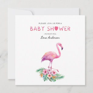Simple acuarela Flamingo Invitación Baby Shower