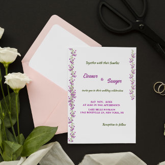 Simple acuarela morada invitación a la boda