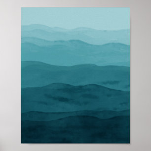 Simple acuarela océano arte abstracto azul