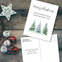 Simple acuarela Pine Trees Feliz Navidad
