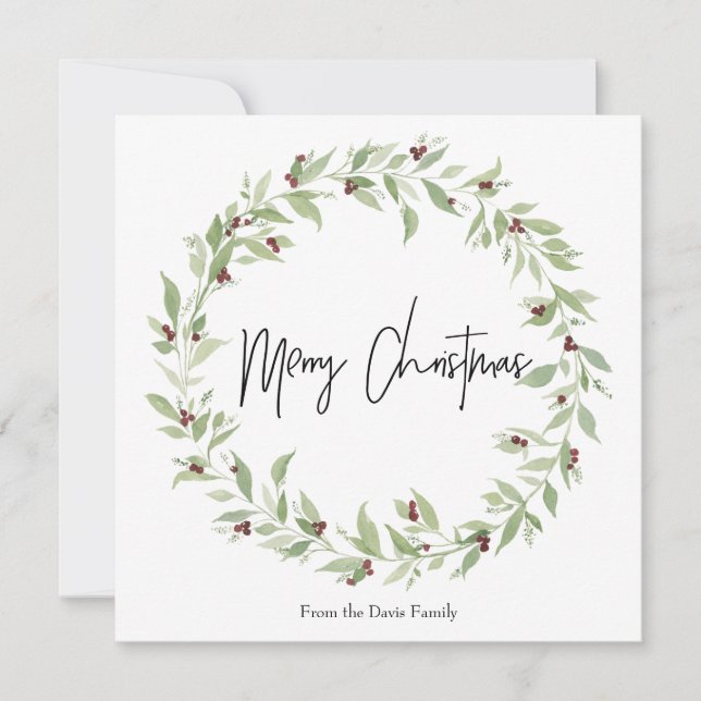 Simple acuarela sin tarjeta de Navidades de fotos (Anverso)