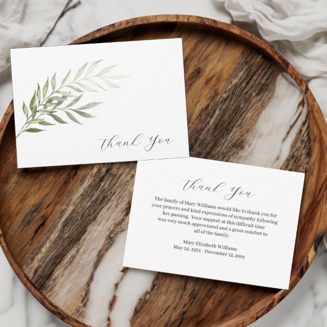 Simple acuarela Verdor Funeral Gracias Tarjeta (Subido por el creador)