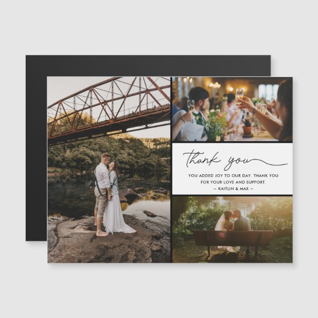 Simple agradecimiento de boda con foto moderna (Anverso/Reverso)