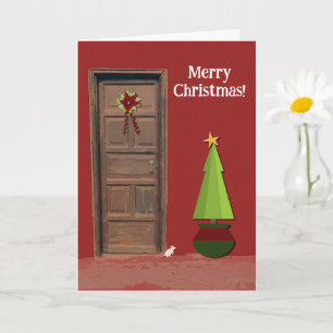 Simple Alegría Navidades Ratón Tarjeta de Arte Ret