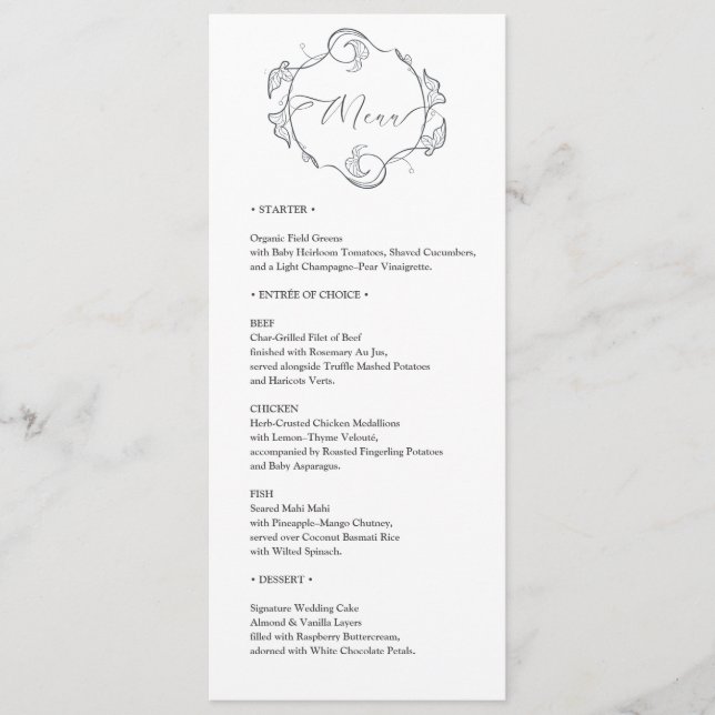 Simple and Elegant Minimalist Wedding Dinner Menu (Anverso)