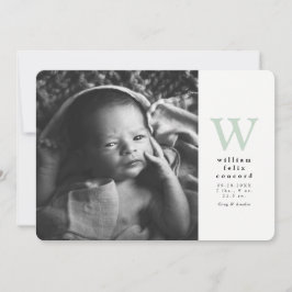 Simple anuncio inicial de nacimiento verde foto