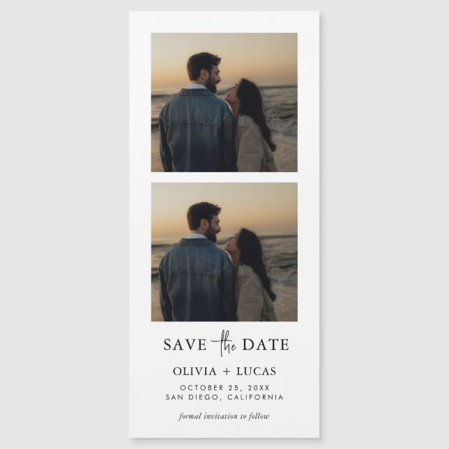 Simple Anuncio Magnético de Boda con Dos Fotos par (Anverso)