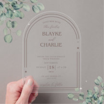 Simple arco de boda de acrílico 5 x7 invitación 