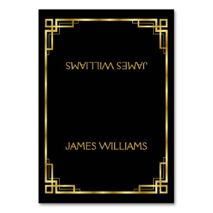 Simple Art Deco Tarjeta Black And Gold Place