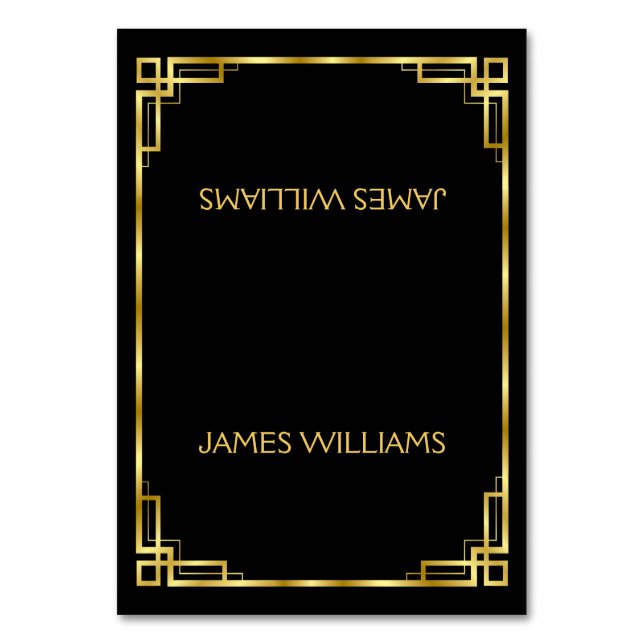 Simple Art Deco Tarjeta Black And Gold Place (Anverso)