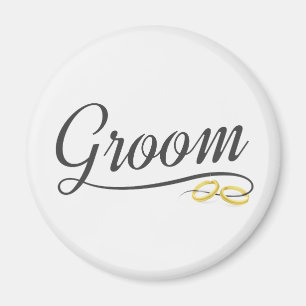 Simple Aseo Floral Boda Caligrafía   Imán