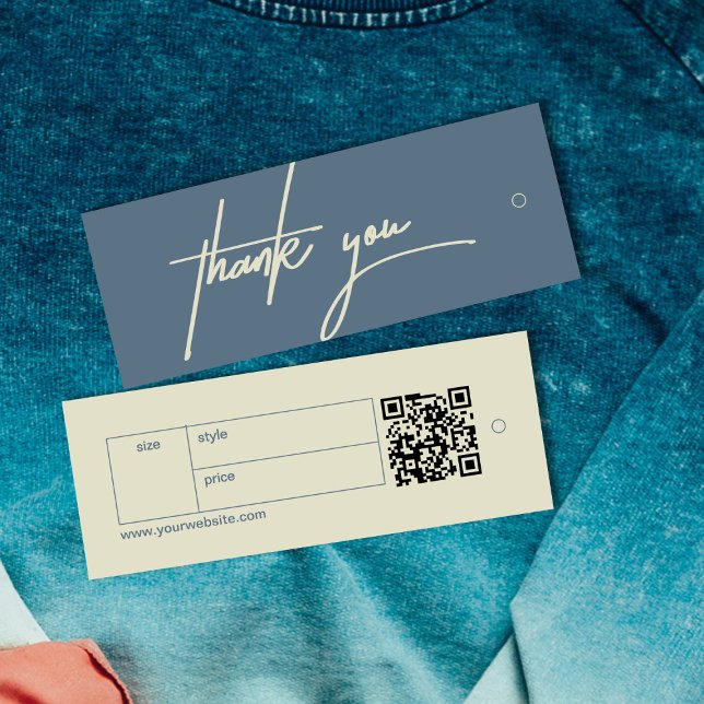 Simple Ash Blue Gracias Etiqueta De Colmena (Simple Ash Blue Thank You Label Clothing Hang Tag)