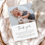 Simple Baby Photo Birats Stats Gracias Tarjeta<br><div class="desc">Una simple tarjeta de agradecimiento por nacimiento de foto bebé con escritura a mano gracias y tipografía mínima. Haga clic en el botón de edición para personalizar fácilmente esta plantilla de agradecimiento con sus propios detalles y fotografías.</div>