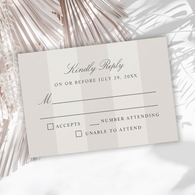 Simple Beach Sand Cabana Stripes Wedding RSVP (Subido por el creador)