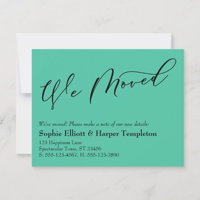 Simple Biscay Green Nos Mudamos nueva tarjeta de d (Anverso)