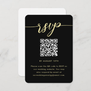 Simple Black and White Wedding RSVP con código QR