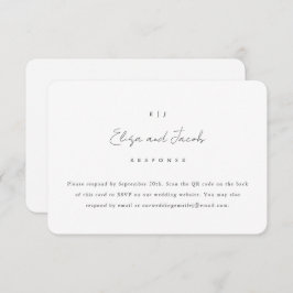 Simple Black and White Wedding RSVP con código QR