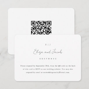 Simple Black and White Wedding RSVP con código QR