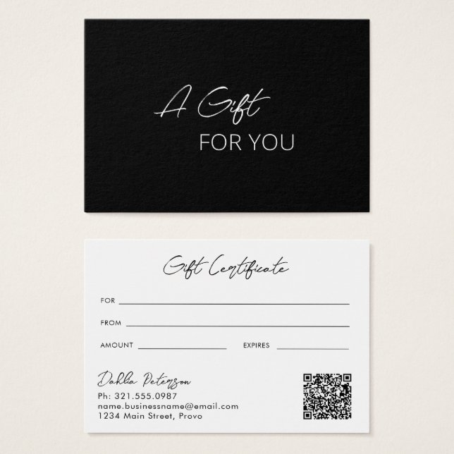 Simple Black Elegant Modern Gift Certificate (Anverso y reverso)