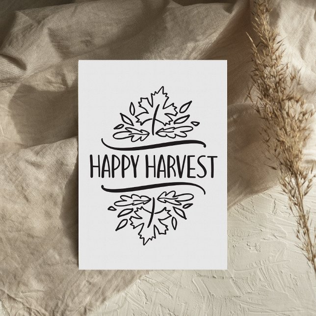 Simple Black Fall Happy Harvest Tarjeta de Acción  (Subido por el creador)