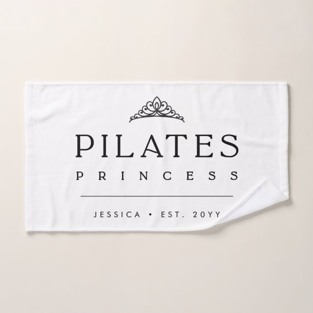 Simple Black Girly Personalized Pilates Princess (Toalla de mano)