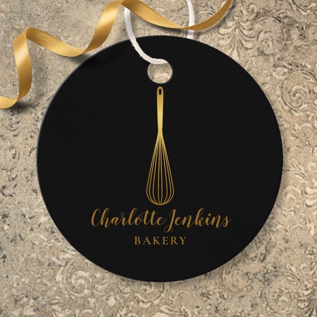 Simple Black Gold Whisk Bakery Patisserie Etiqueta (Simple Black Gold Whisk Bakery Patisserie Tag)