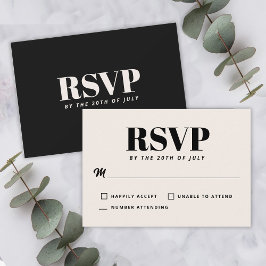 Simple Black Modern Wedding Minimalista RSVP