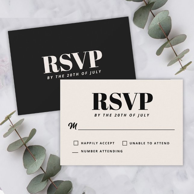 Simple Black Modern Wedding Minimalista RSVP (Subido por el creador)