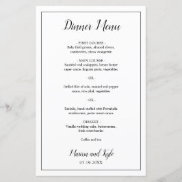 Simple Black White Modern Elegant Wedding Menu