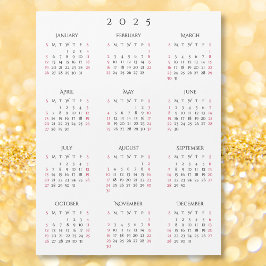 Simple blanco negro calendario magnético de Año Nu