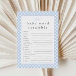 Simple Blue Bow Baby Word Scramble Game Card