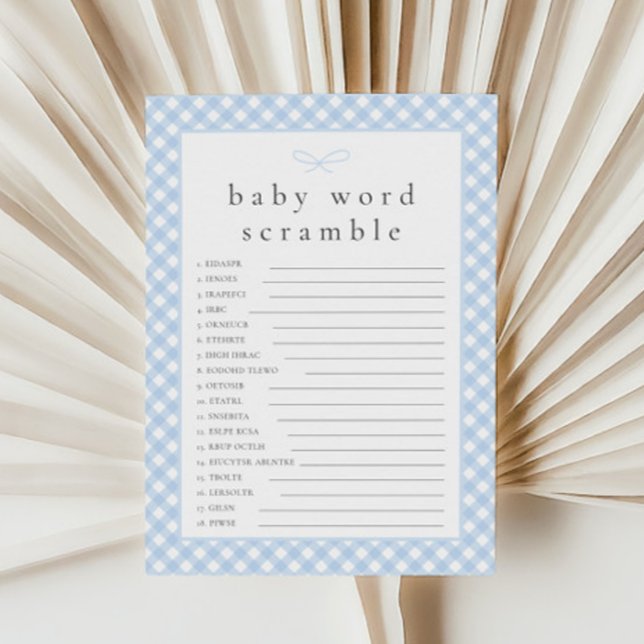 Simple Blue Bow Baby Word Scramble Game Card (Subido por el creador)