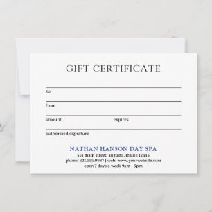 Simple Blue Monogram Certificado de regalo moderno
